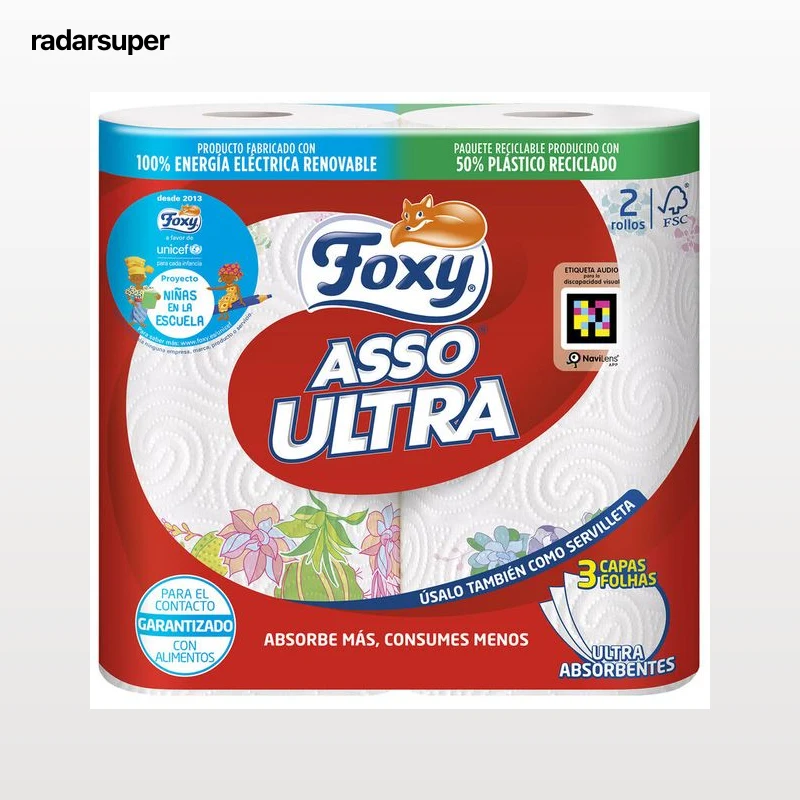 Papel cocina triple capa ultra Foxy 2 unidades