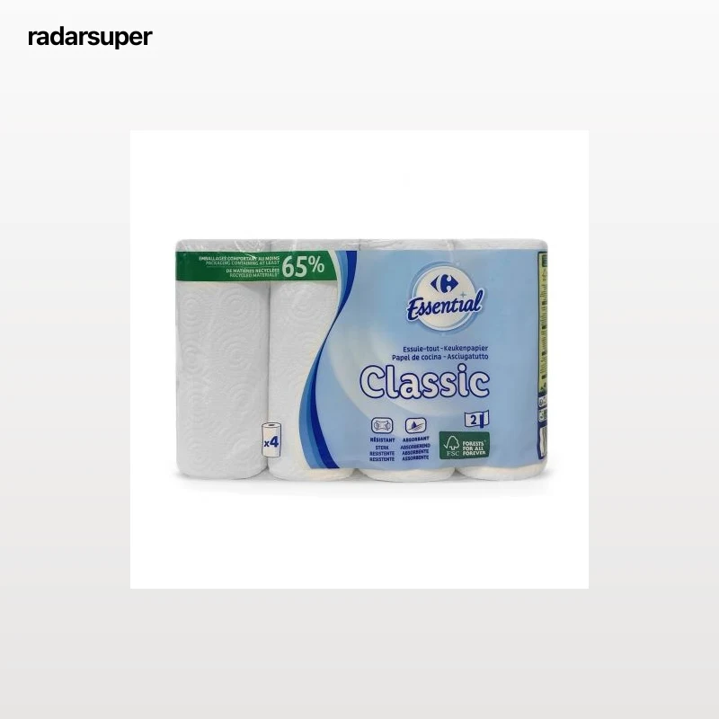 Papel de cocina classic Carrefour Essential 4 rollos.