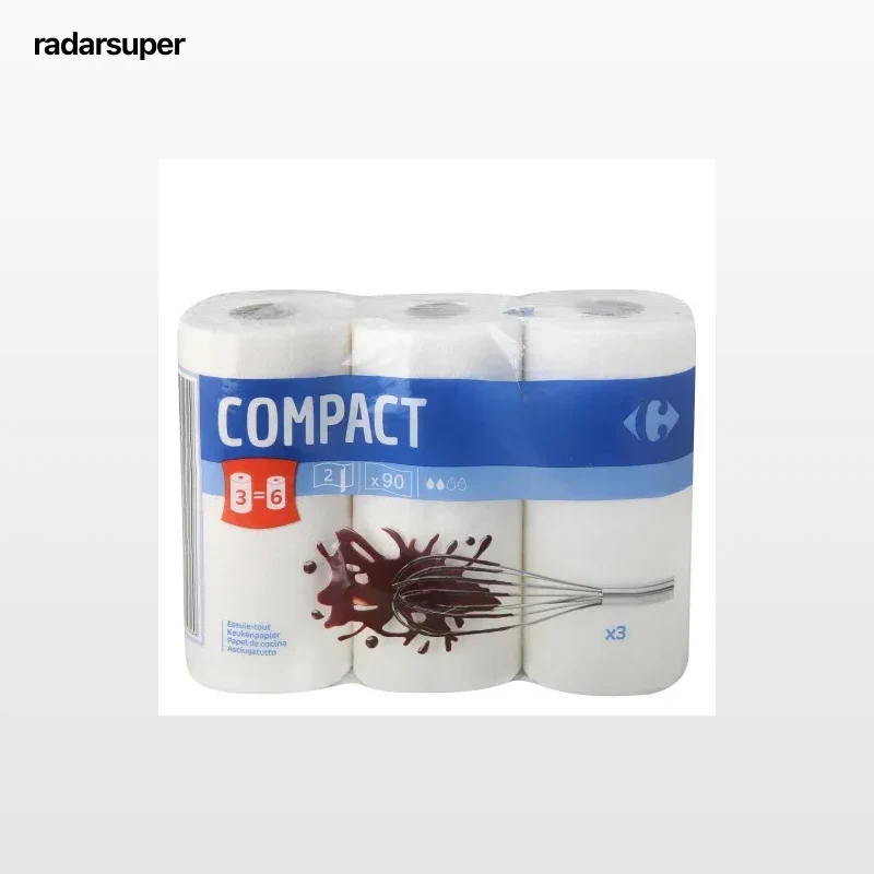 Papel de cocina compact Carrefour 3 rollos.