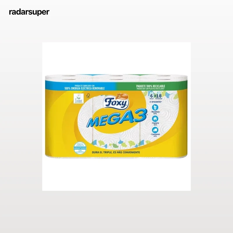 Papel de cocina Mega3 Foxy 6 rollos.