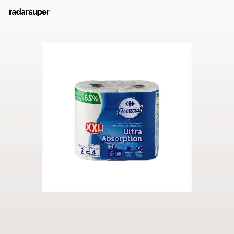 Papel de cocina ultra absorbente XXL Carrefour Essential 2 rollos