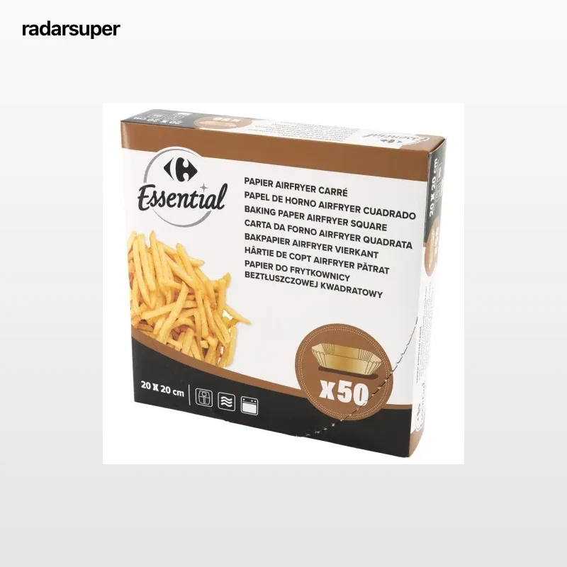 Papel de horno cuadrado airfryer Carrefour Essential 50 ud.