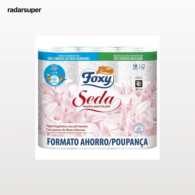 Papel higiénico 3 capas Seda Foxy 18 rollos.