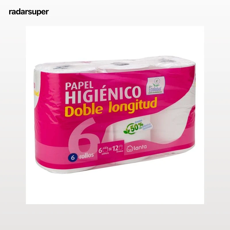 Papel higiénico ecológico Lanta 6 rollos doble rollo