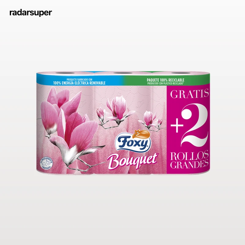 Papel higienico Foxy 4 unidades bouquet + 2 rollos grandes