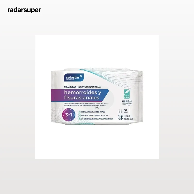 Papel higiénico húmedo especial hemorroides y fisuras anales Salustar 60 ud.