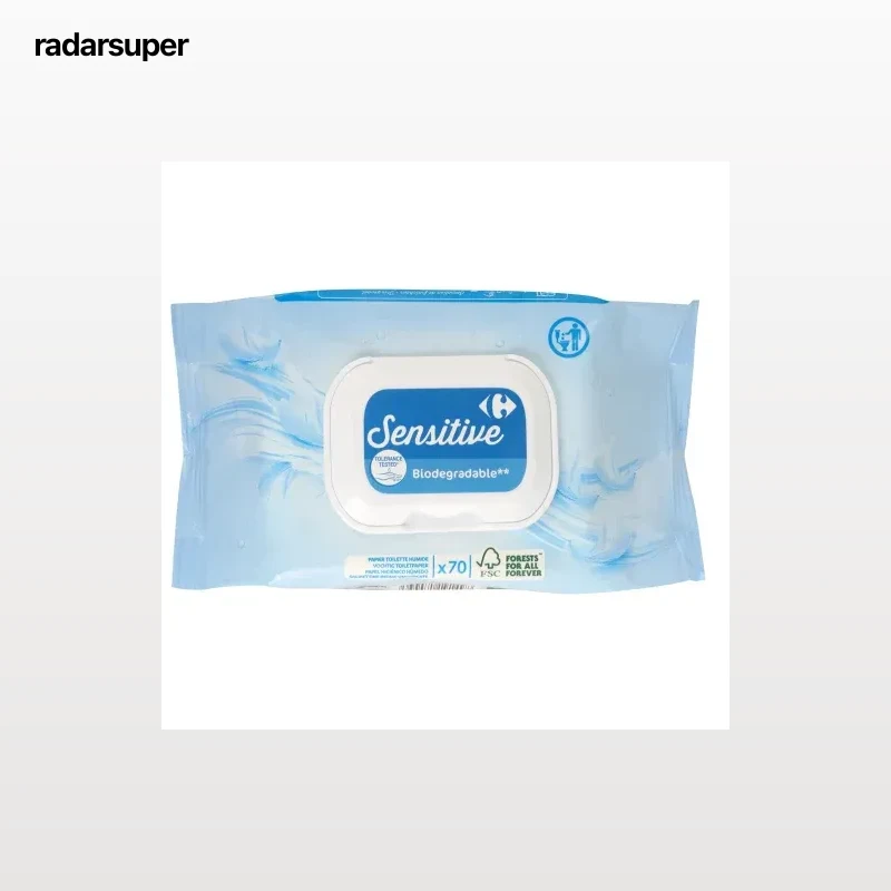 Papel higiénico húmedo sensitive Carrefour 70 ud.