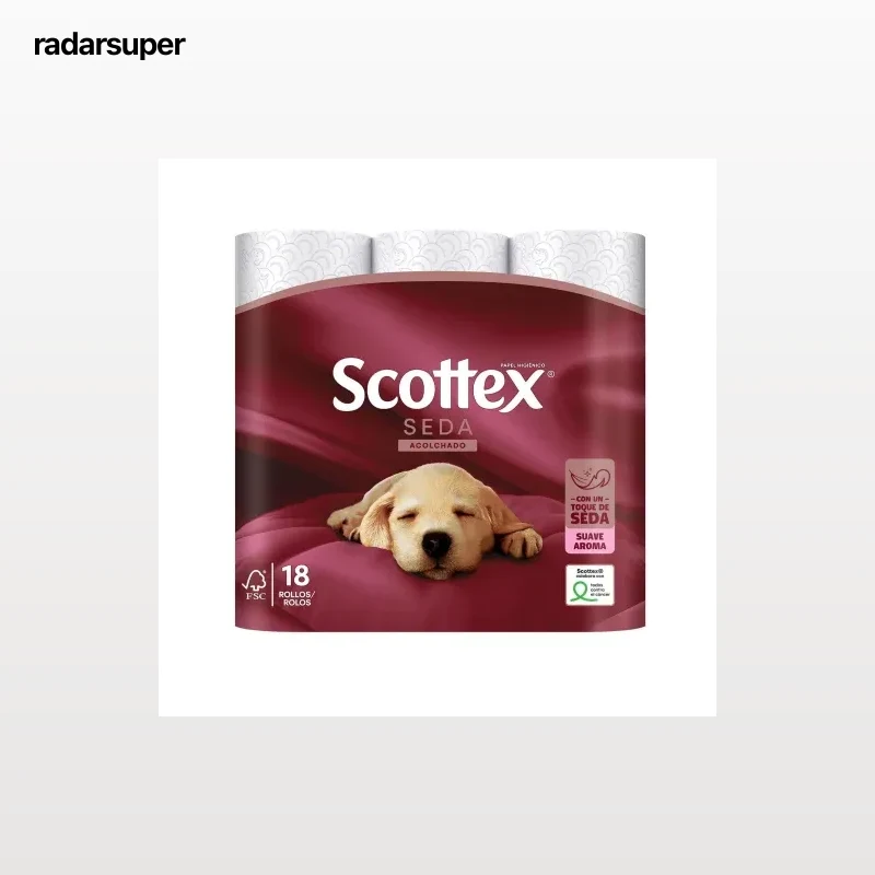 Papel higiénico seda acolchado Scottex 18 rollos.