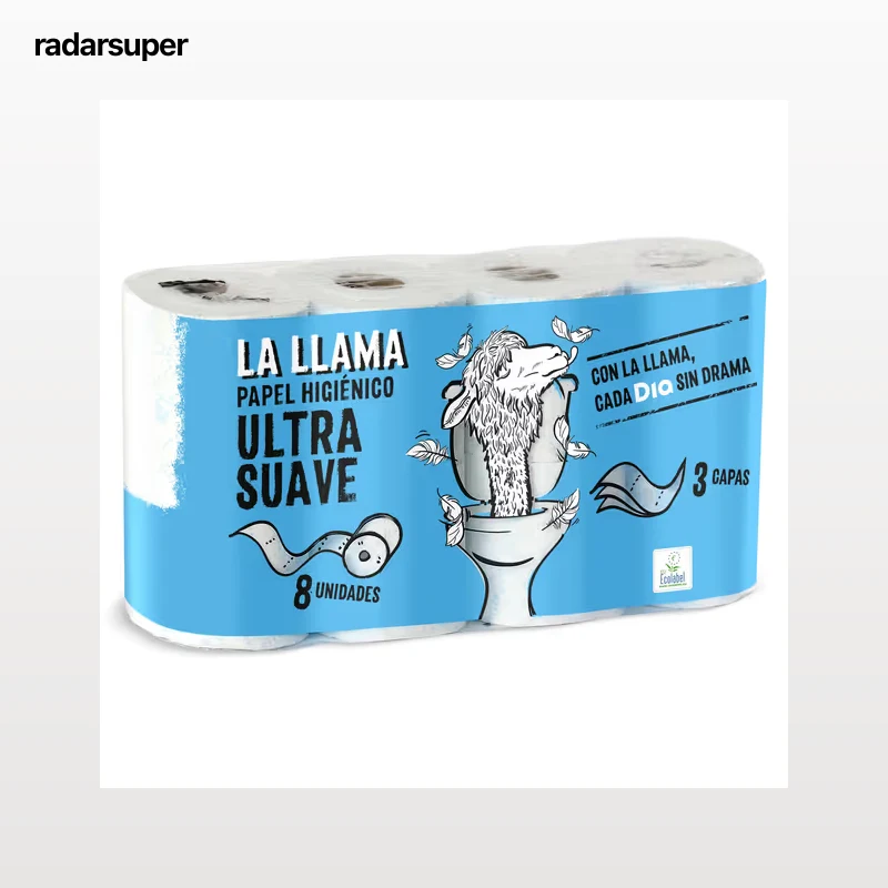 Papel higiénico ultra suave 3 capas Dia La Llama bolsa 8 unidades