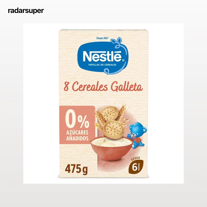 Papilla de 8 cereales y galleta sin azúcares añadidos Nestlé 475 g