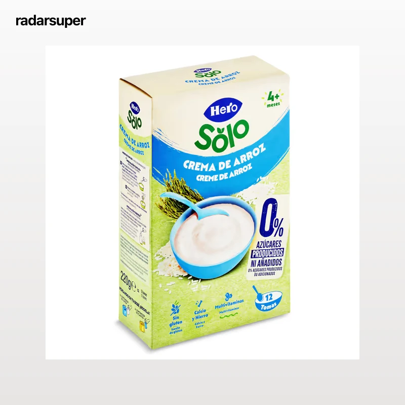 Papilla crema de arroz sin azúcares añadidos Hero 220 g