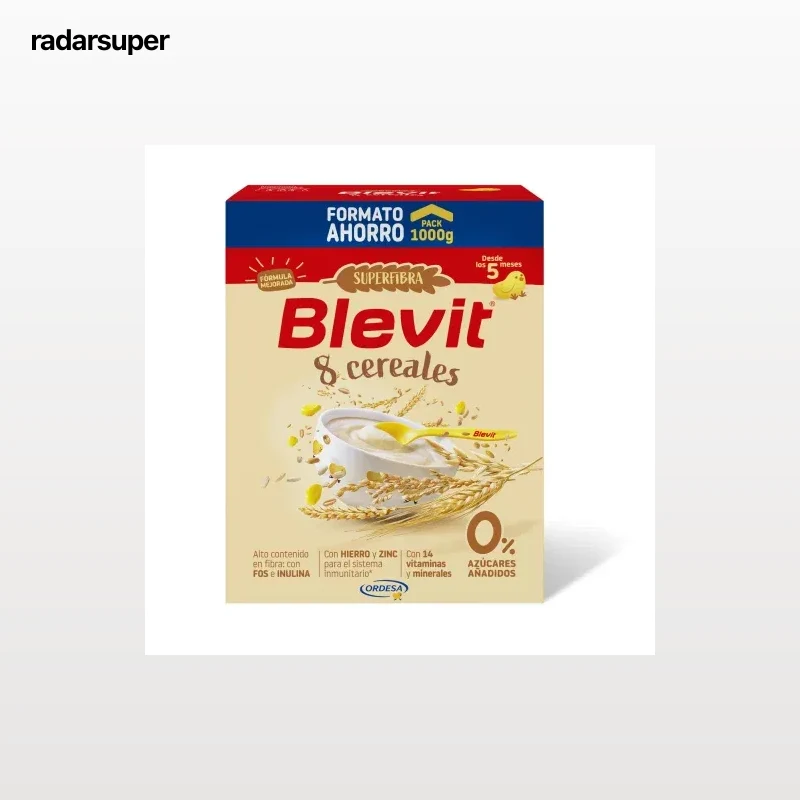 Papilla infantil Belvit 8 cereales desde 5 meses sin azúcar añadido 1000 g.