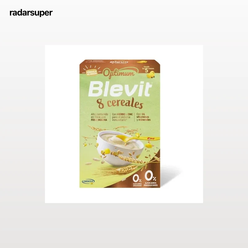 Papilla infantil desde 5 meses 8 cereales Blevit Optimum sin azúcar añadido 250 g.