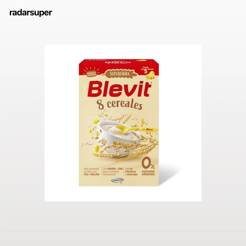 Papilla infantil desde 5 meses 8 cereales Blevit sin azúcar añadido 500 g.