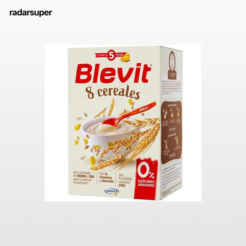 Papilla infantil desde 5 meses Blevit 8 cereales sin azúcar añadido 500 g.