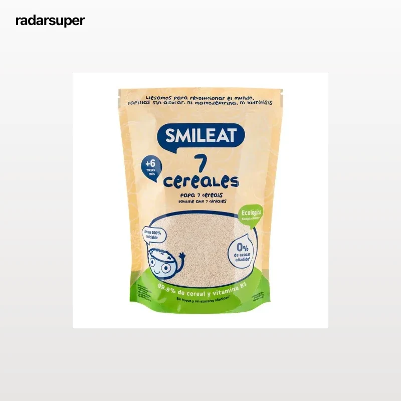 Papilla infantil desde 6 meses 7 cereales ecológica Smileat 200 g.