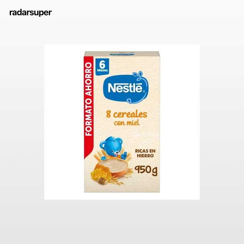 Papilla infantil desde 6 meses 8 cereales con miel Nestlé 950 g.