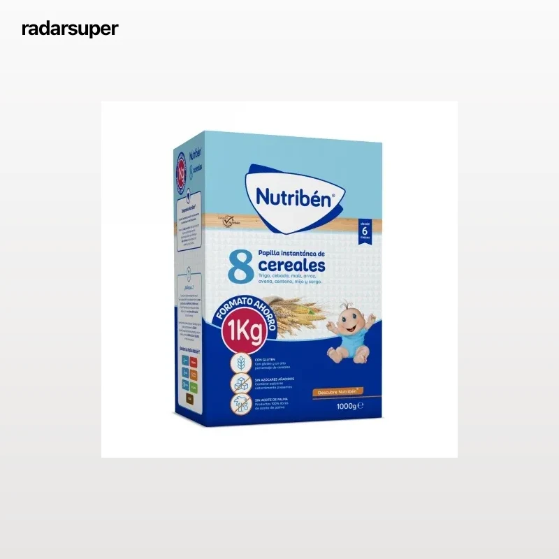 Papilla infantil desde 6 meses 8 cereales sin azúcar añadido Nutribén sin aceite de palma 1 kg.