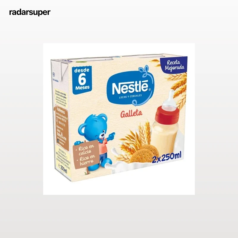 Papilla infantil desde 6 meses galleta maría líquida Nestlé pack de 2 unidades de 250 ml.