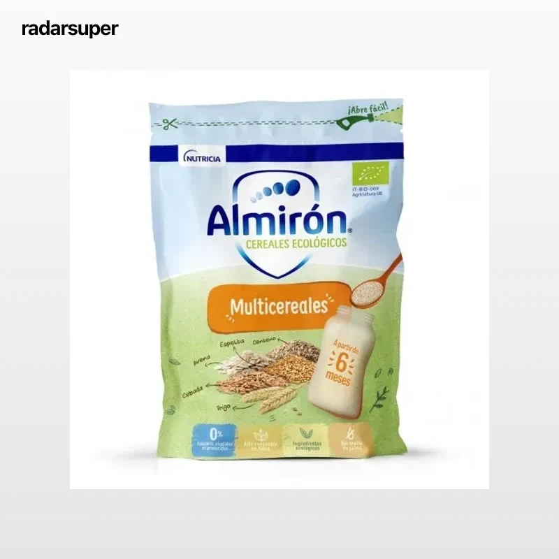 Papilla infantil desde 6 meses multicereales ecológico Almirón sin aceite de palma 200 g.