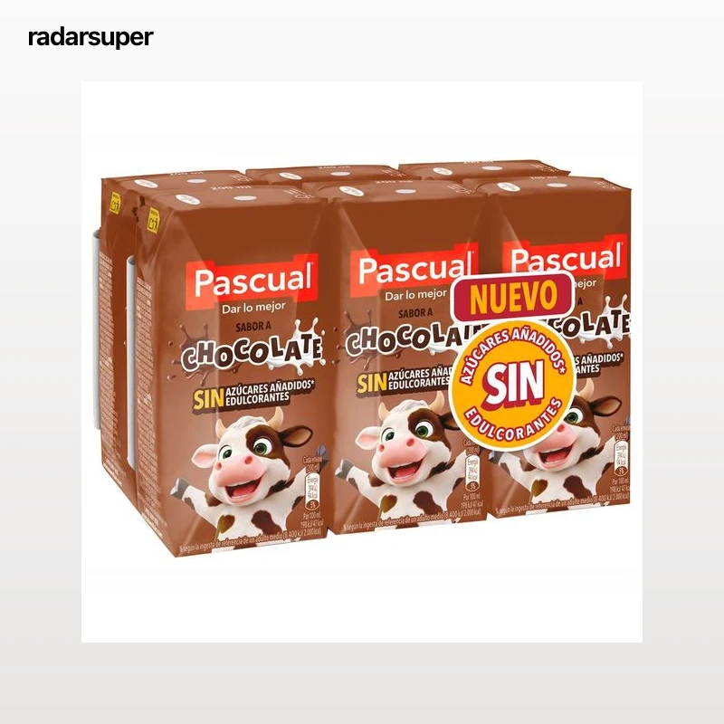 PASCUAL Batido mini de chocolate, sin azúcar 6X200ML
