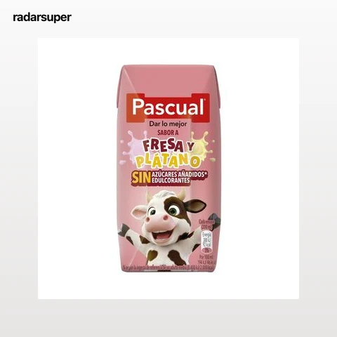 PASCUAL Batido con sabor a fresa y plátano brick 6 x 200 ml.
