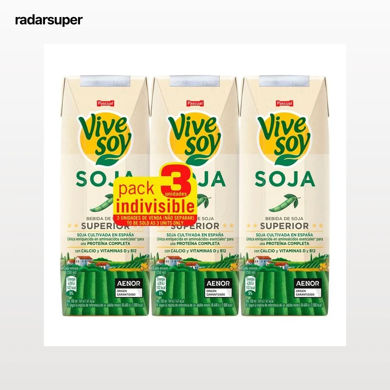PASCUAL bebida vegetal (100%) de soja calidad superior 3 x 250 ml.