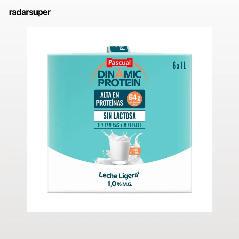 PASCUAL Dinamic protein Leche sin lactosa enriquecida con proteínas y 8 vitaminas y minerales 6 x 1 l.