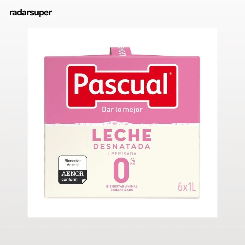 PASCUAL Leche desnatada 0% materia grasa 6 x 1l.