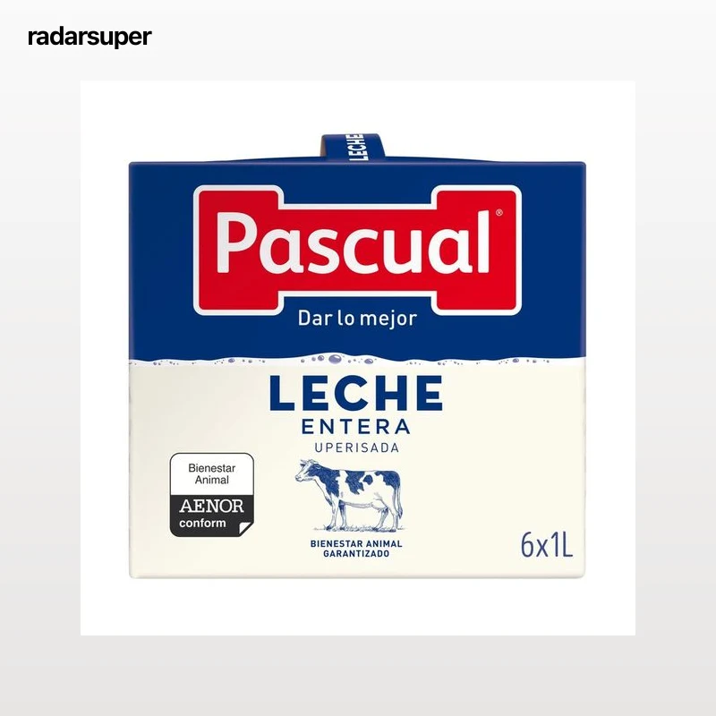 PASCUAL Leche entera procedente de animales con bienestar garantizado 6x 1l.
