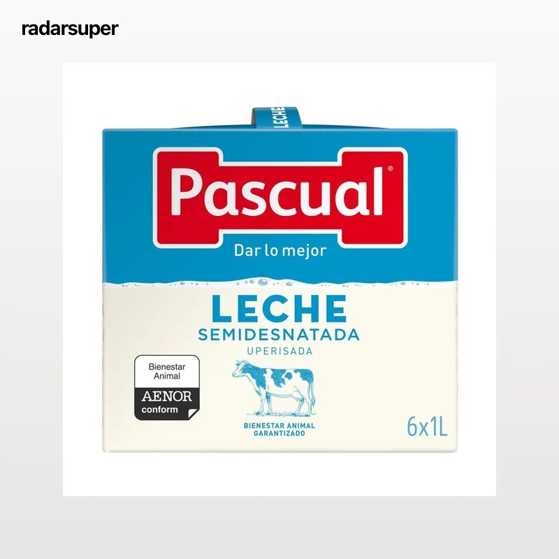 PASCUAL Leche semidesnatada procedente de animales con bienestar garantizado 6 x 1l.