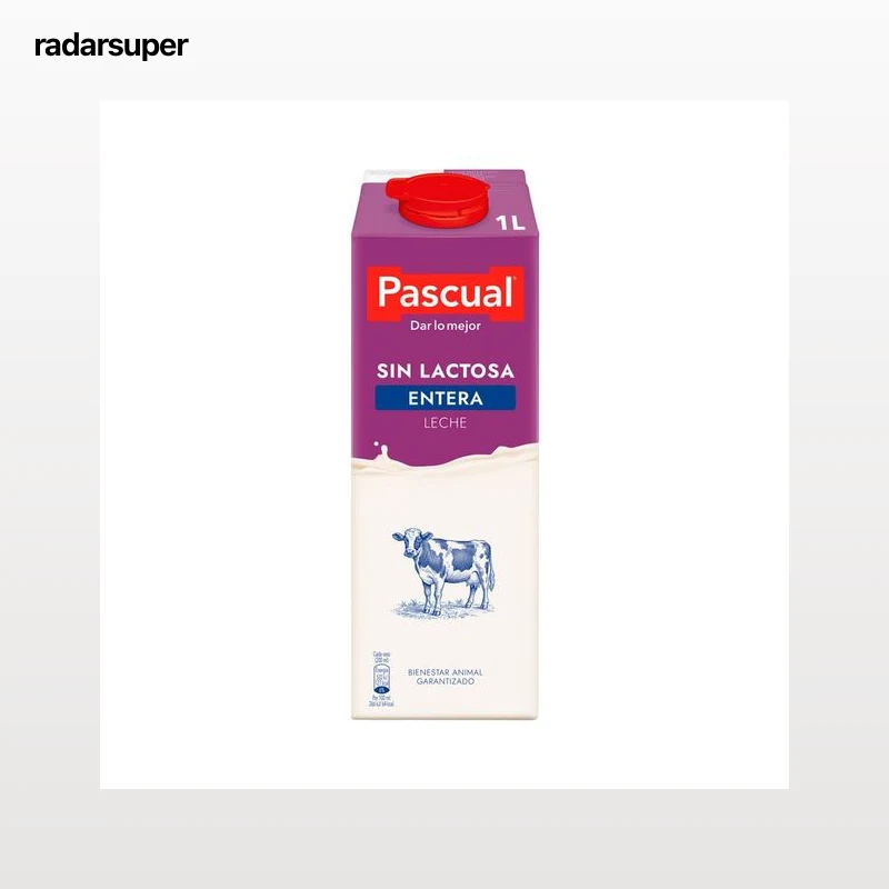 PASCUAL Leche de vaca entera y sin lactosa  1 l.