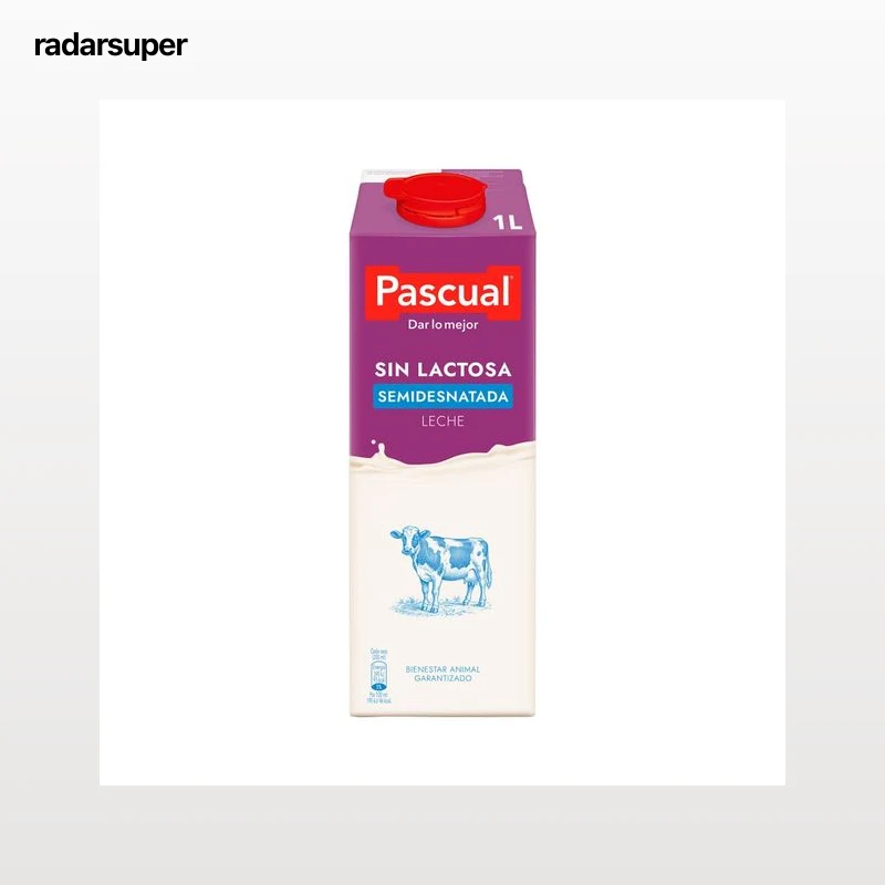 PASCUAL Leche de vaca semidesnatada y sin lactosa 1 l.