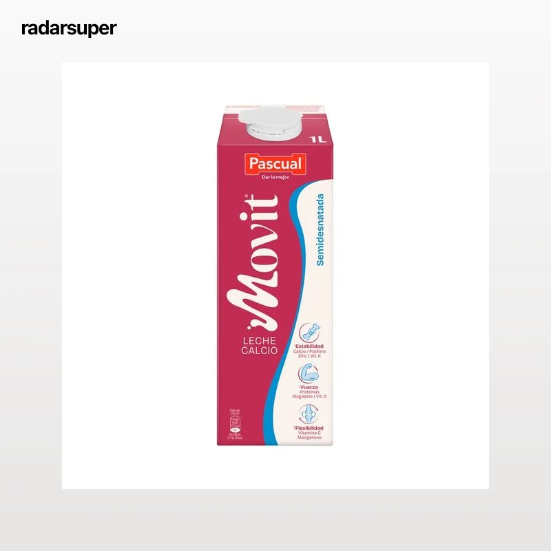 PASCUAL Movit Leche semidesnatada de vaca, con calcio y con alto contenido en vitamina D 1 l.