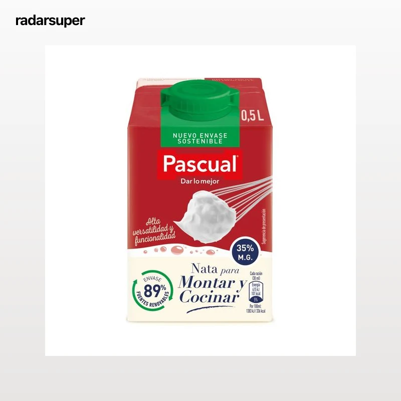 PASCUAL Nata líquida para montar y cocinar (35% materia grasa) PASCUAL 500 ml.
