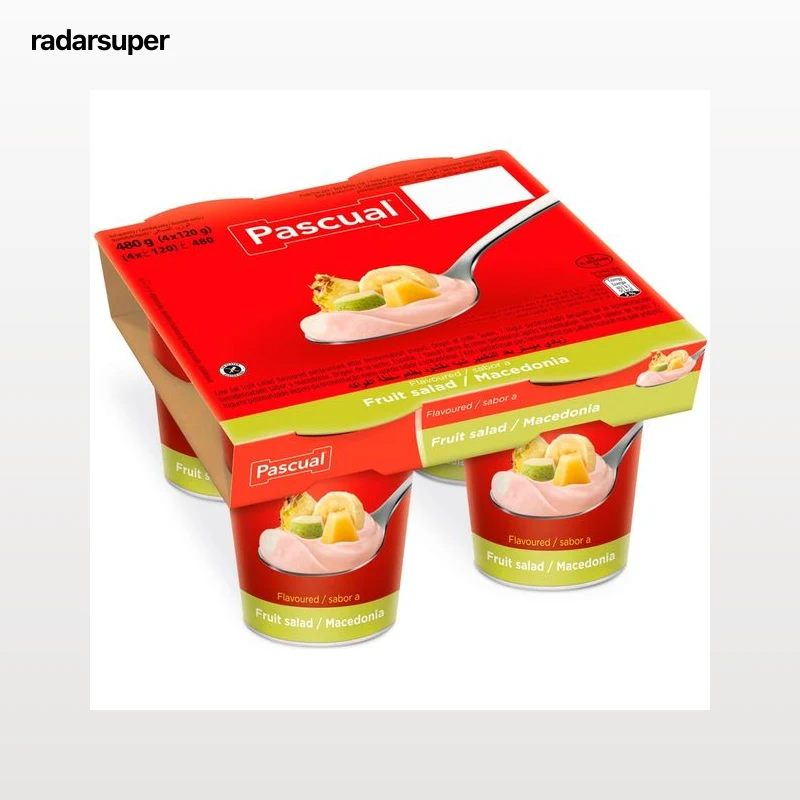 PASCUAL Yogur pasteurizado con sabor a fresa 4 x 120 g.