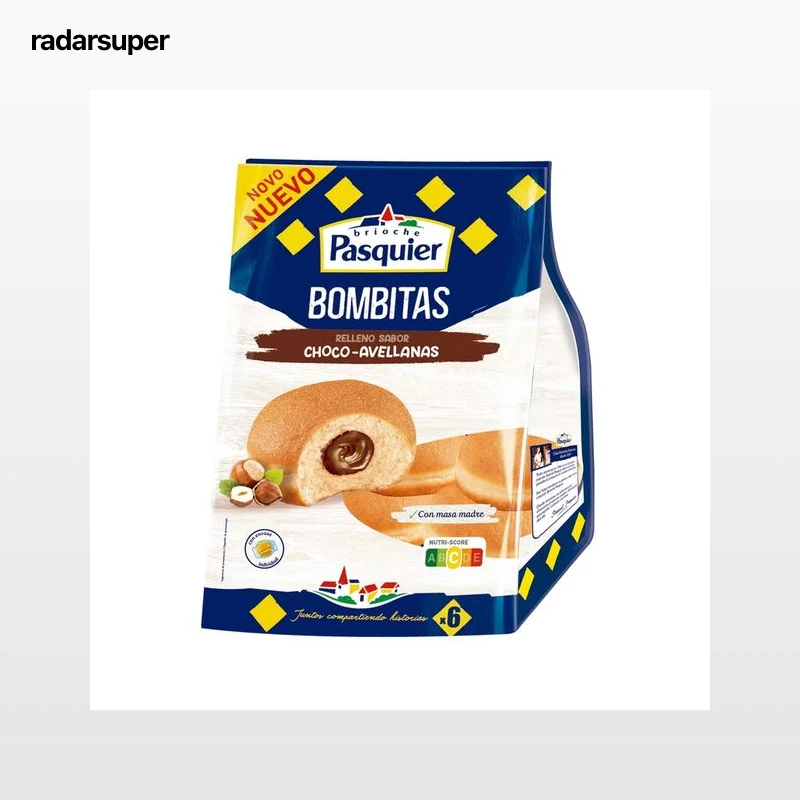 PASQUIER Bombitas Bollitos rellenos de chocolate, 6 uds, 270 g.