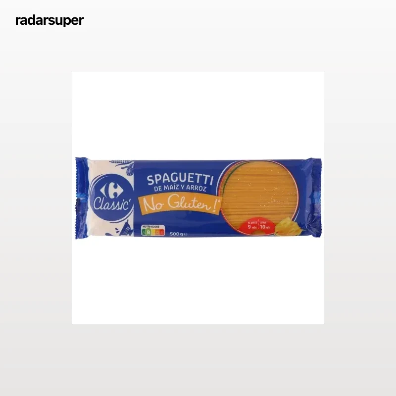 Pasta espaguetis de maíz y arroz Carrefour Classic No Gluten 500 g.