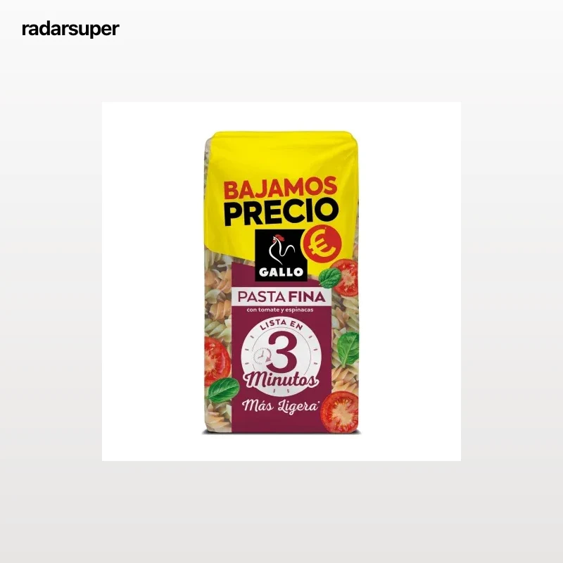 Pasta espirales fina con tomate y espinacas Gallo 400 g.