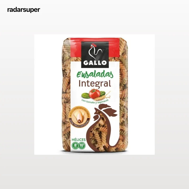 Pasta espirales integrales de tomate y espinacas Gallo 400 g.