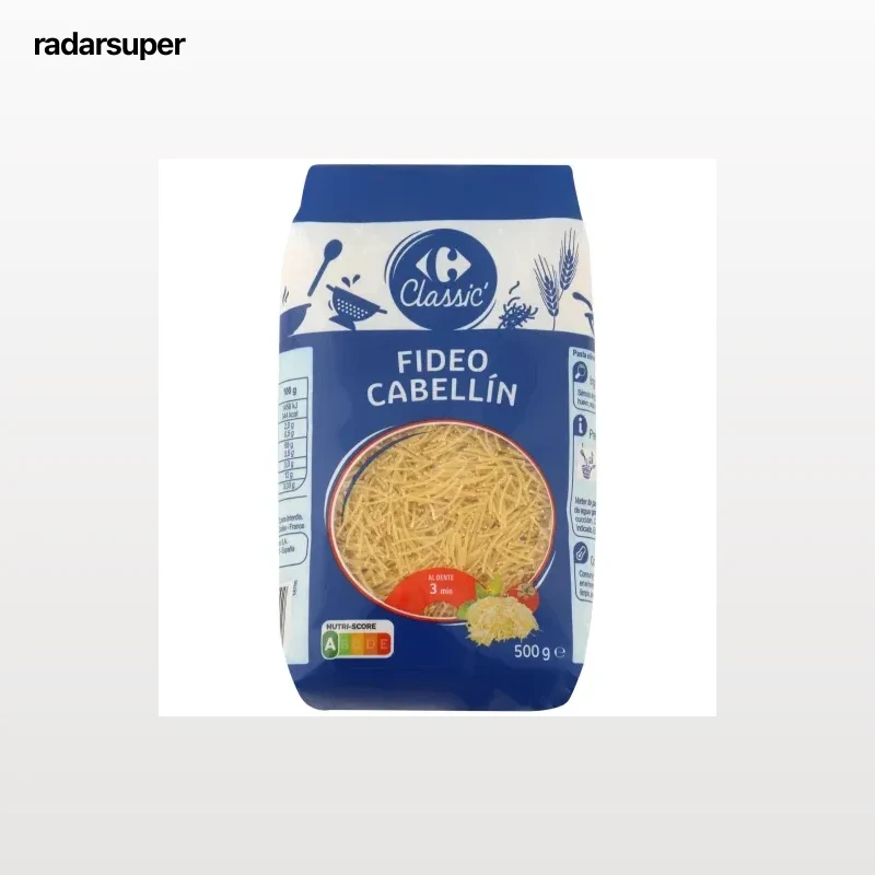 Pasta fideo cabellín Carrefour Classic 500 g.
