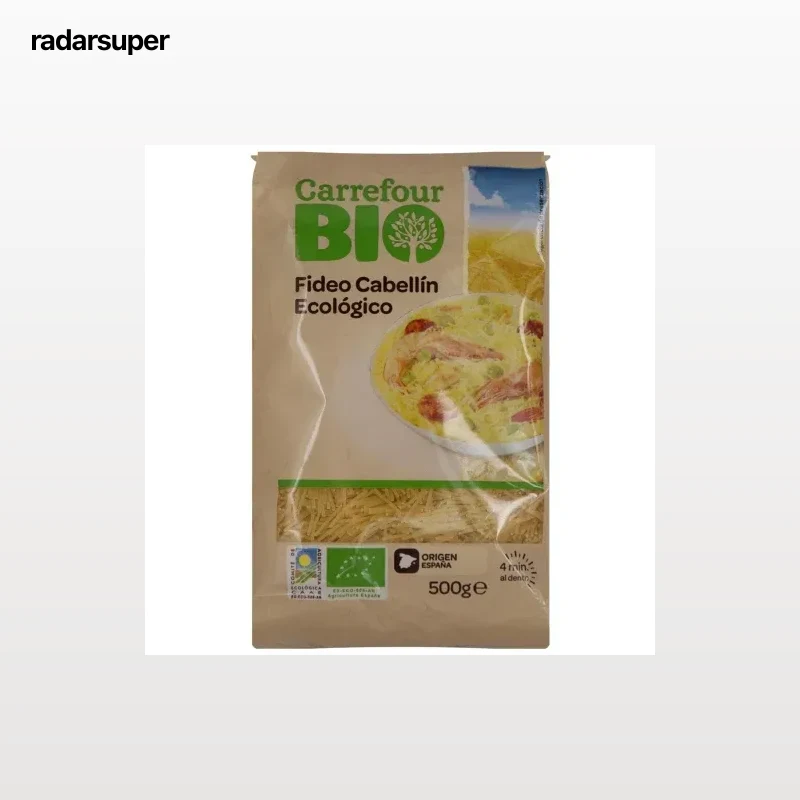 Pasta fideo cabellín ecológico Carrefour Bio 500 g.