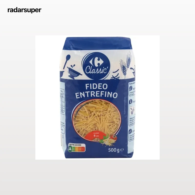 Pasta fideo entrefino Carrefour Classic 500 g.