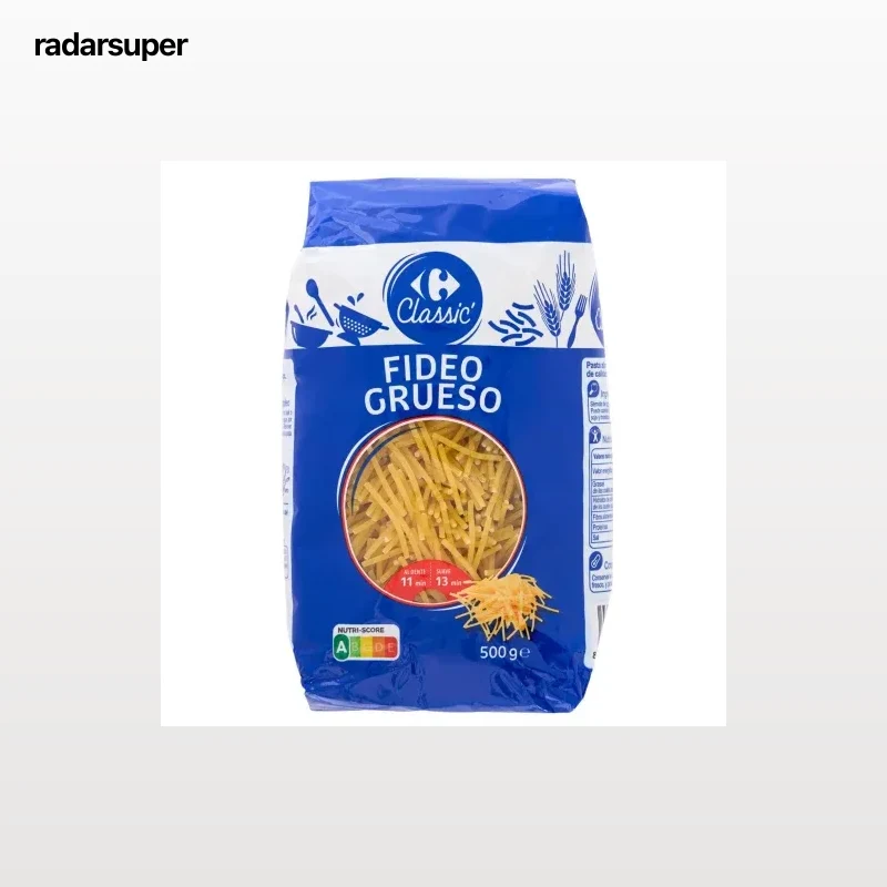 Pasta fideo grueso Carrefour Classic 500 g.