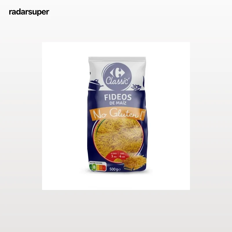 Pasta fideos de maíz Carrefour Classic No gluten 500 g.