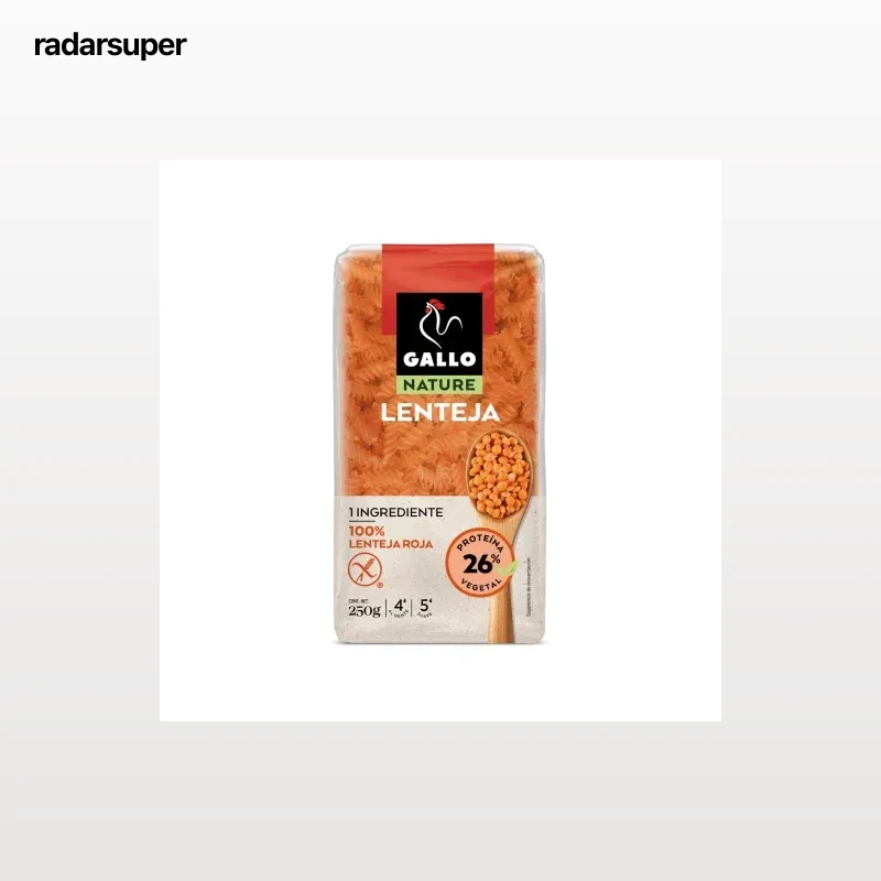 Pasta hélices de lenteja roja Gallo Nature sin gluten 250 g.
