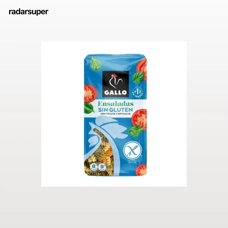 Pasta hélices vegetales Gallo sin gluten y sin lactosa 450 g.
