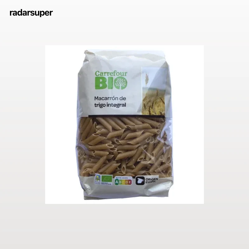 Pasta macarrón integral ecológico Carrefour Bio 500 g.