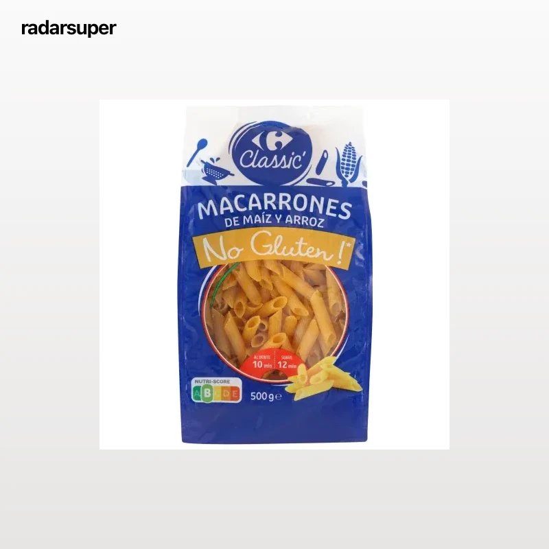 Pasta macarrones de maíz y arroz Carrefour Classic No Gluten 500 g.