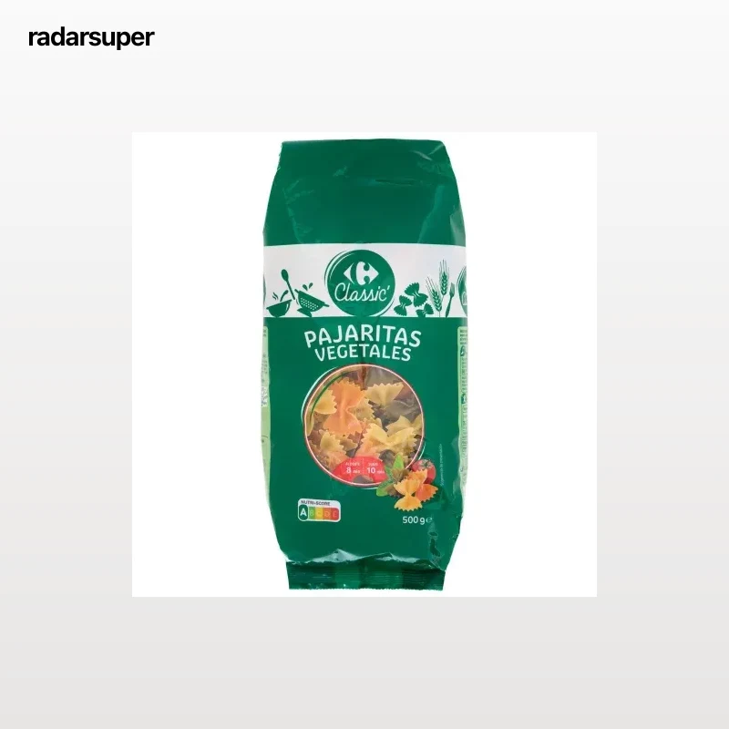 Pasta pajaritas vegetales Carrefour Classic 500 g.